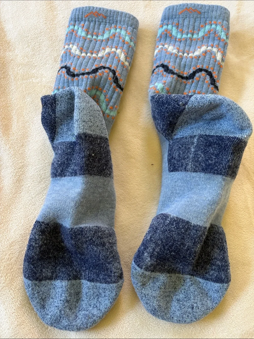 Darn tough  Light Blue Patterned Crew Socks — Comfortable Everyday Wear